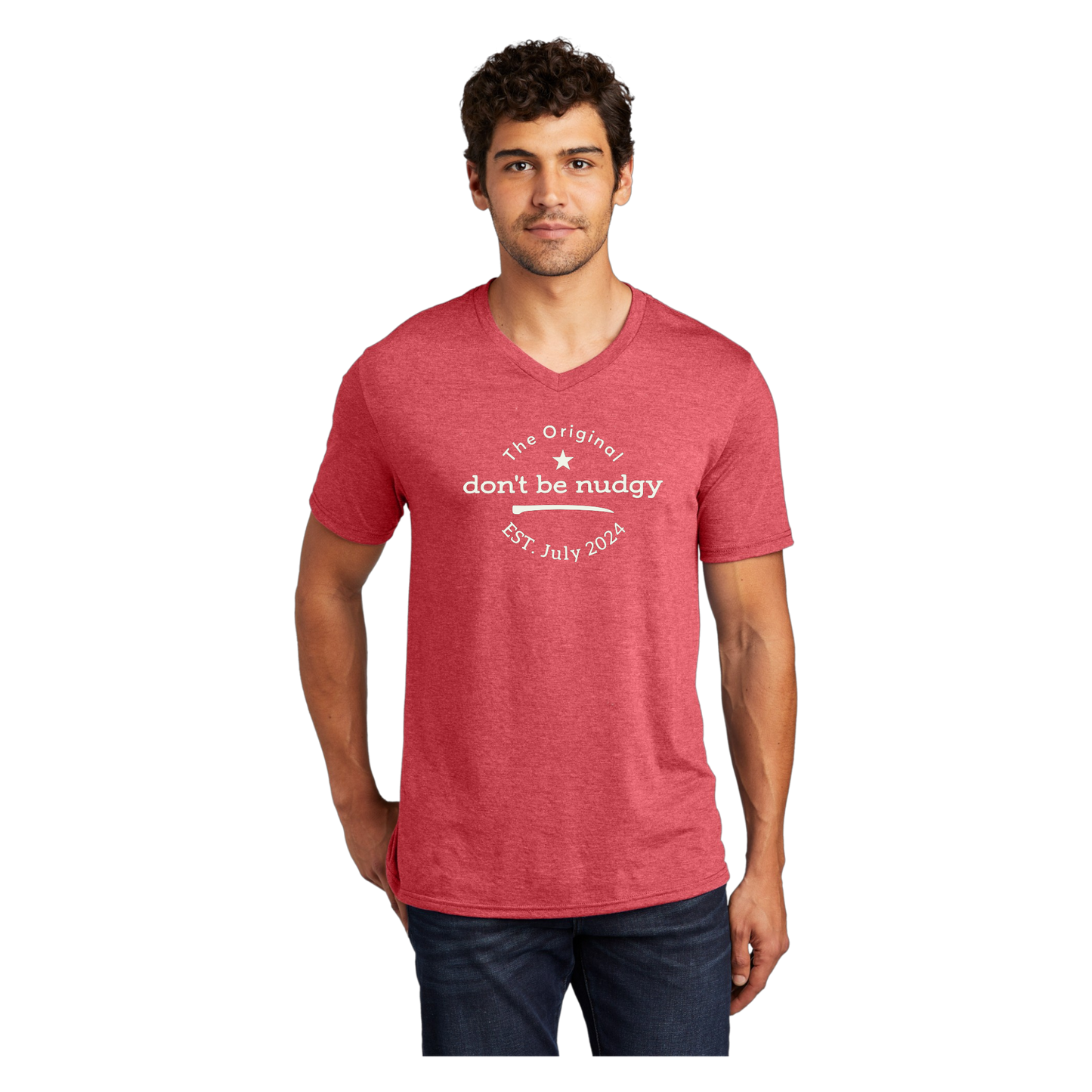 The Original Don't Be Nudgy™ Men V-Neck Tee