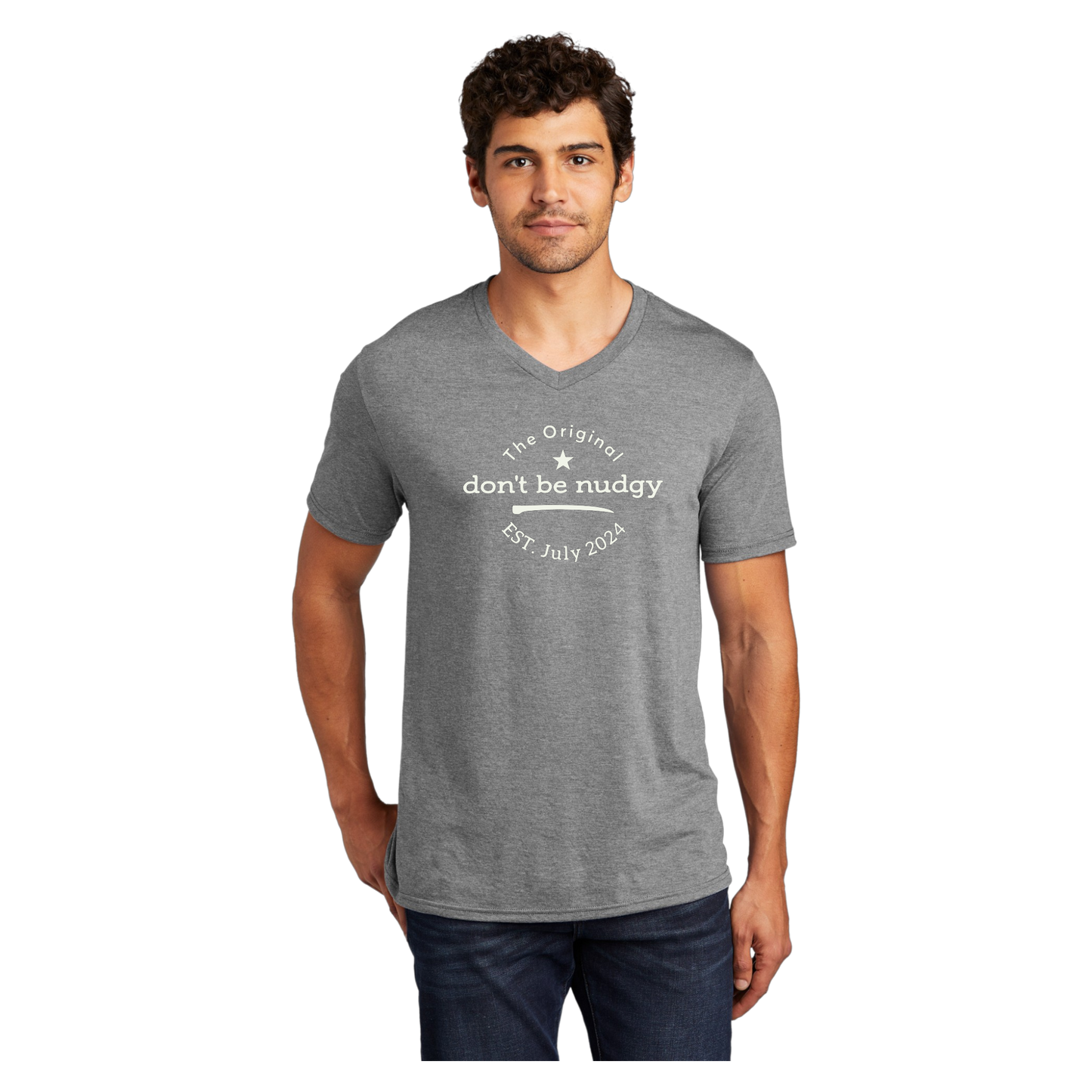 The Original Don't Be Nudgy™ Men V-Neck Tee